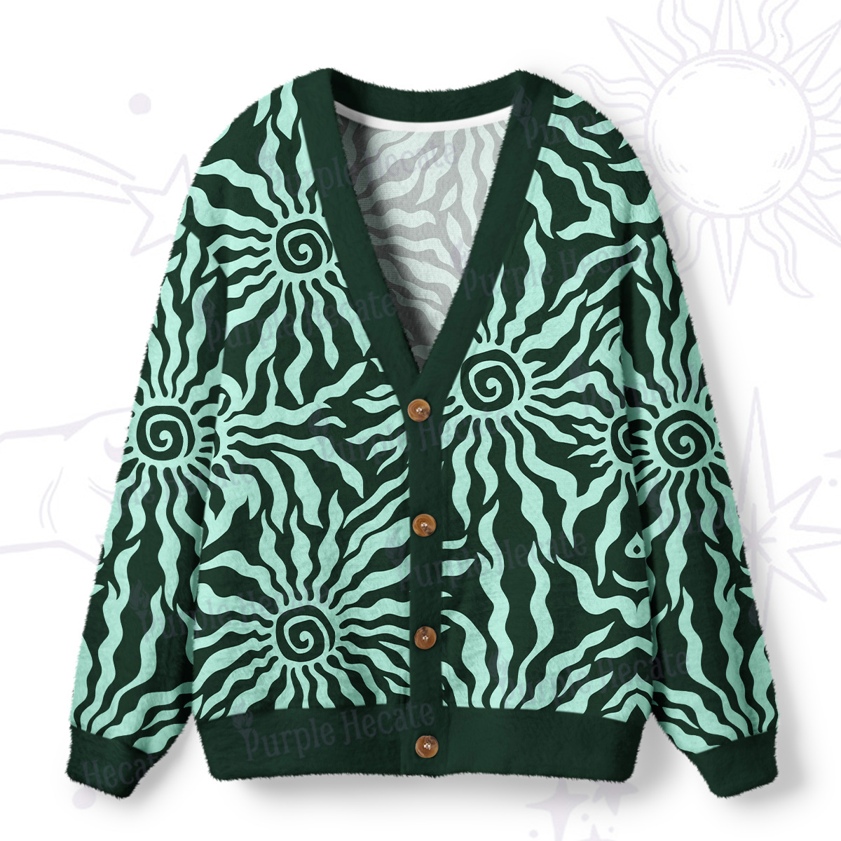 Purplehecate Solar Swirl Totem Strappy Ugly Cardigan Sweaters