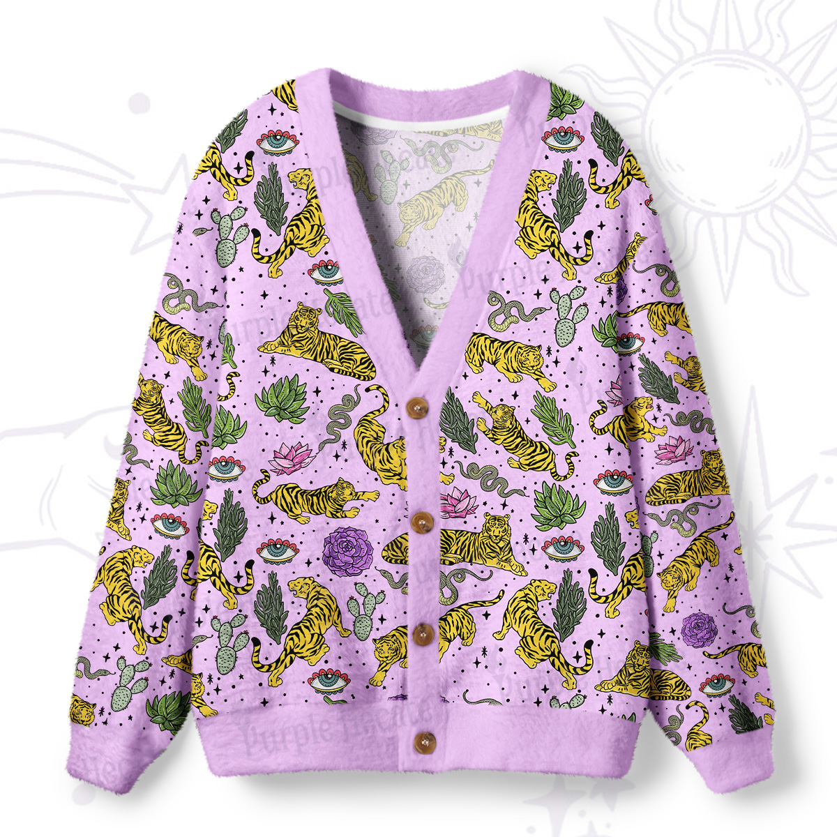 Purplehecate Desert Tiger Ugly Cardigan Sweaters
