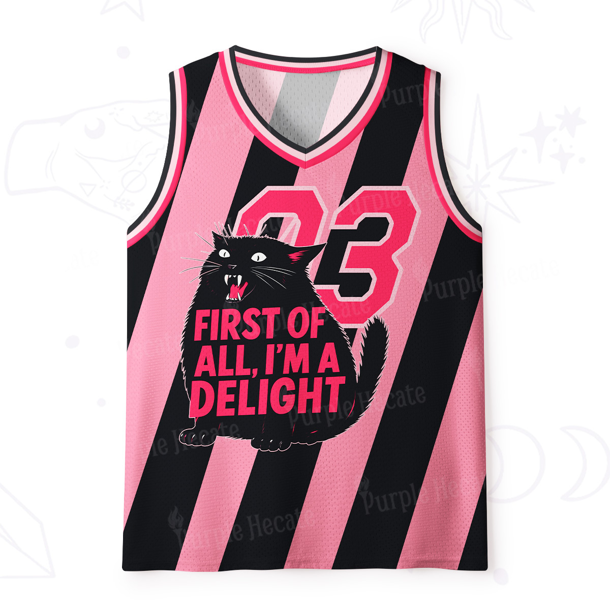 Purplehecate First Of All I'm A Delight Cat Mesh Jersey Tank Top