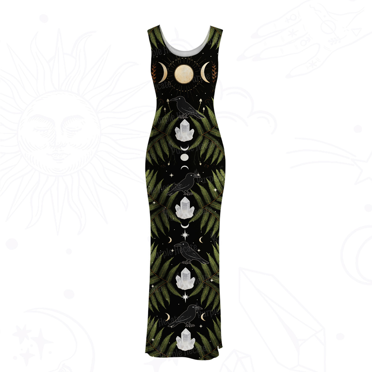 PurplehecateLunar Raven Ritual Mesh Maxi Tank Beach Dress