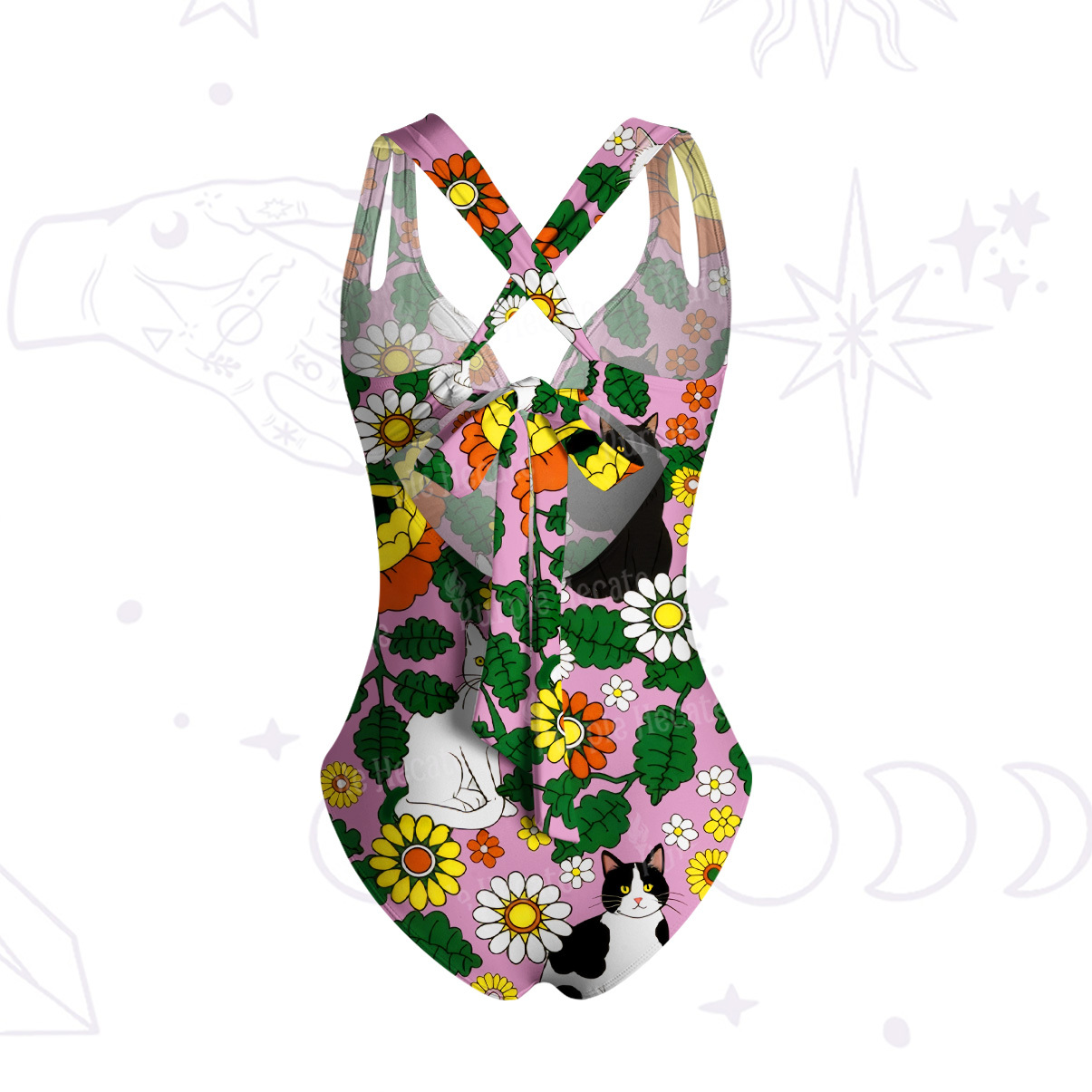 Purplehecate Daisy Cat Garden One-Piece Swimsuit