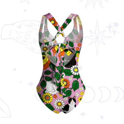 Purplehecate Daisy Cat Garden One-Piece Swimsuit