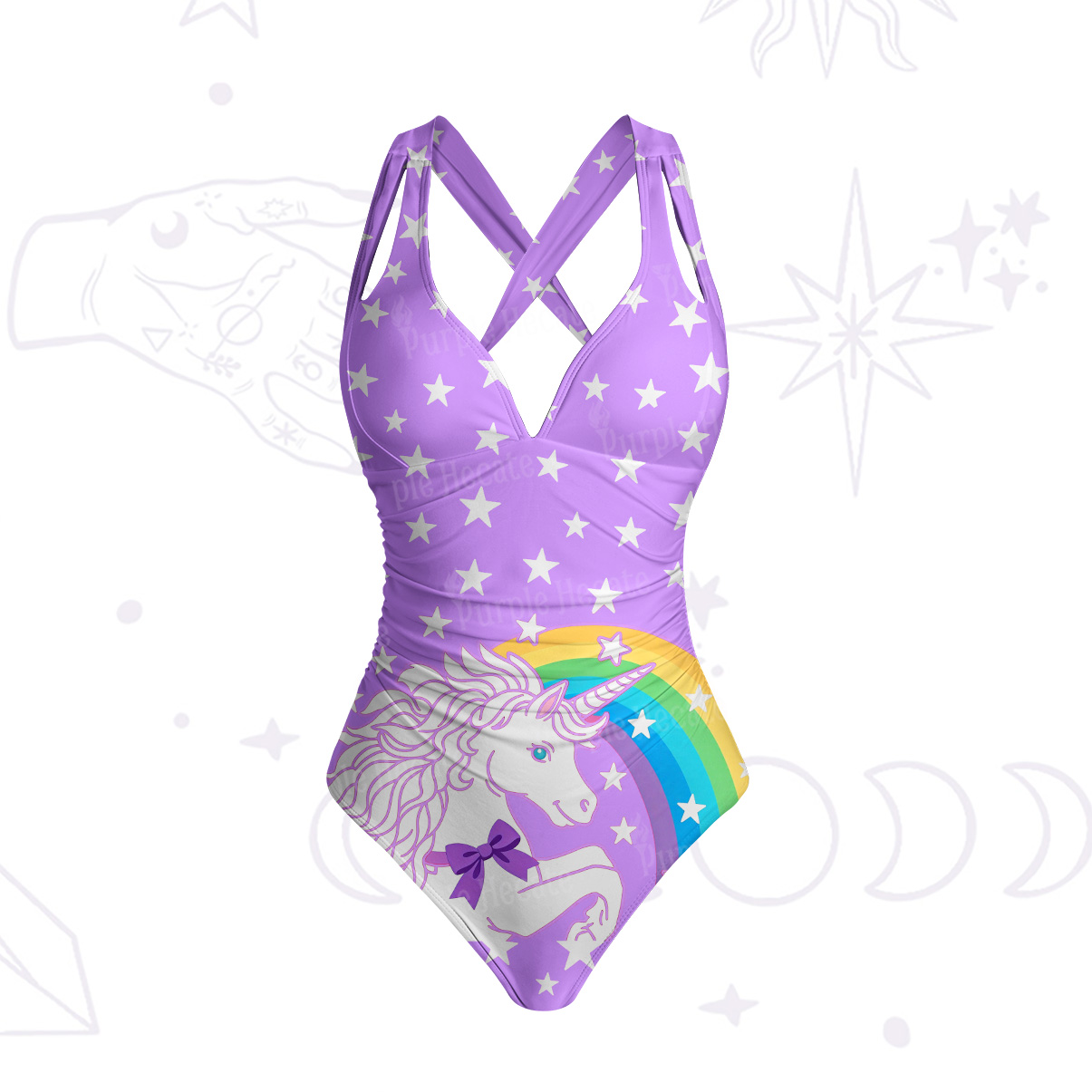 Purplehecate Dreamy Rainbow Unicorn One-Piece Swimsuit