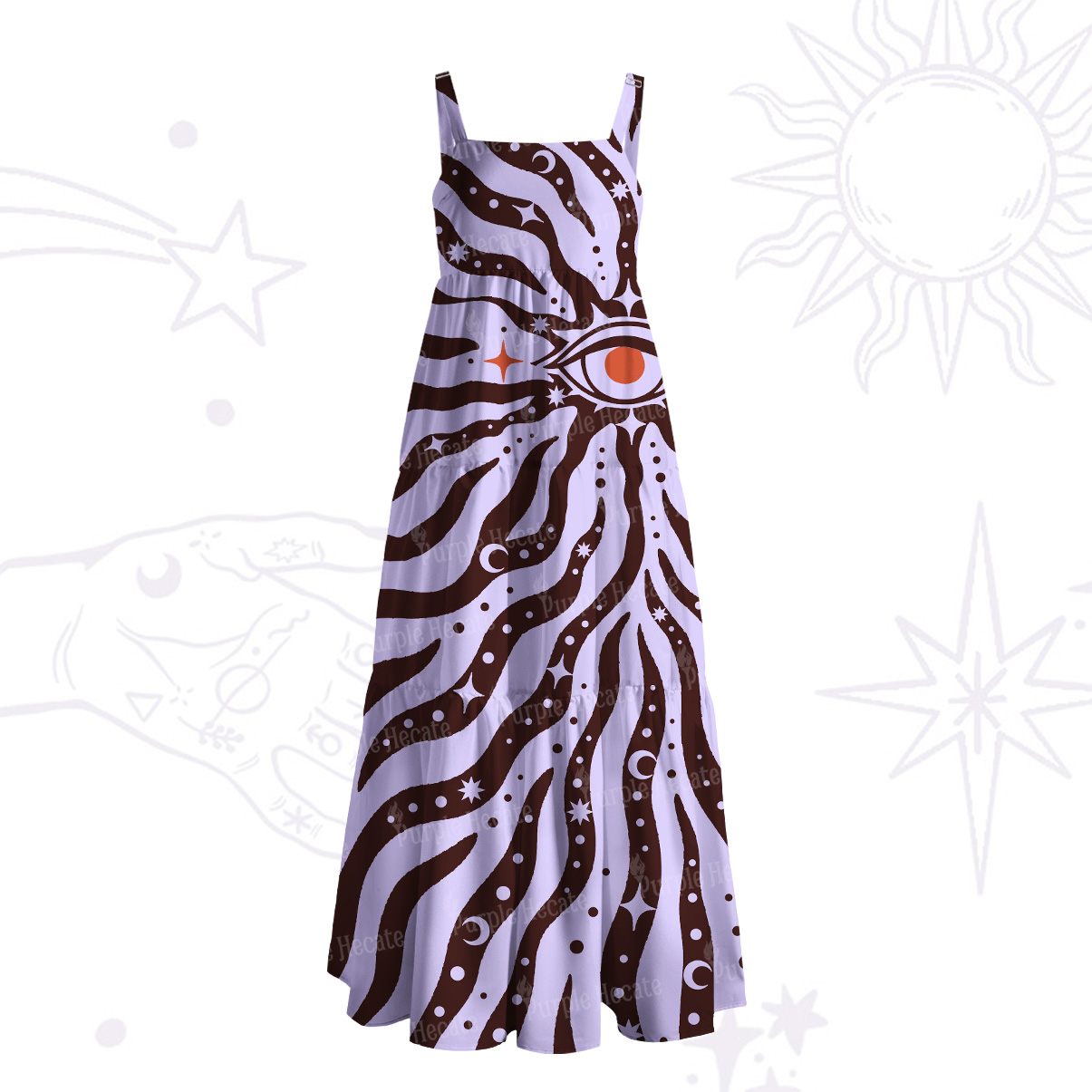 [Copy]Purplehecate Sacred Eye Energy Flow Wide Straps Maxi Dress