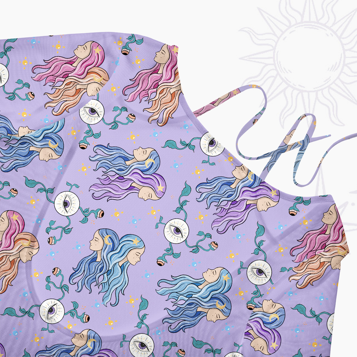 Purplehecate Gemini Spirit Zodiac Beachwear Cover-Up Dress