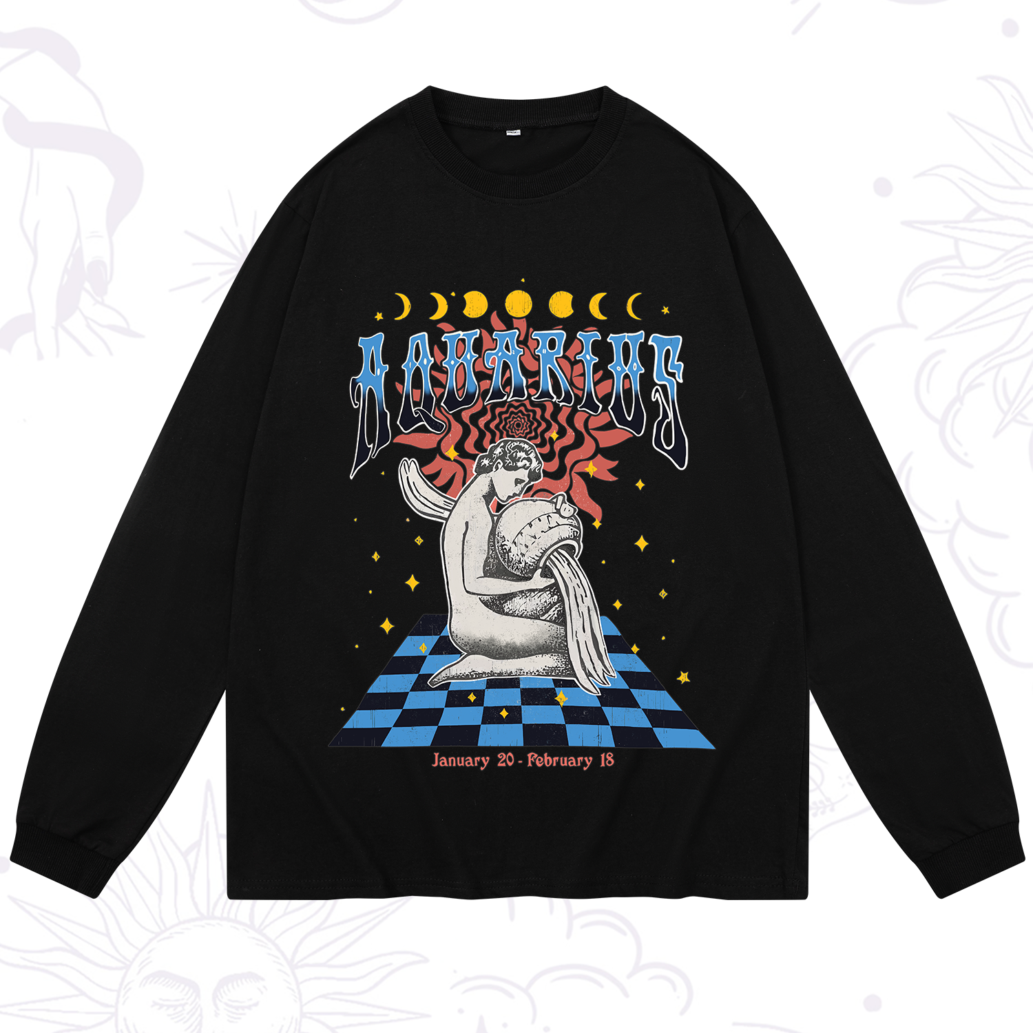 Purplehecate Aquarius Crew Zodiac Long Sleeve T-Shirt