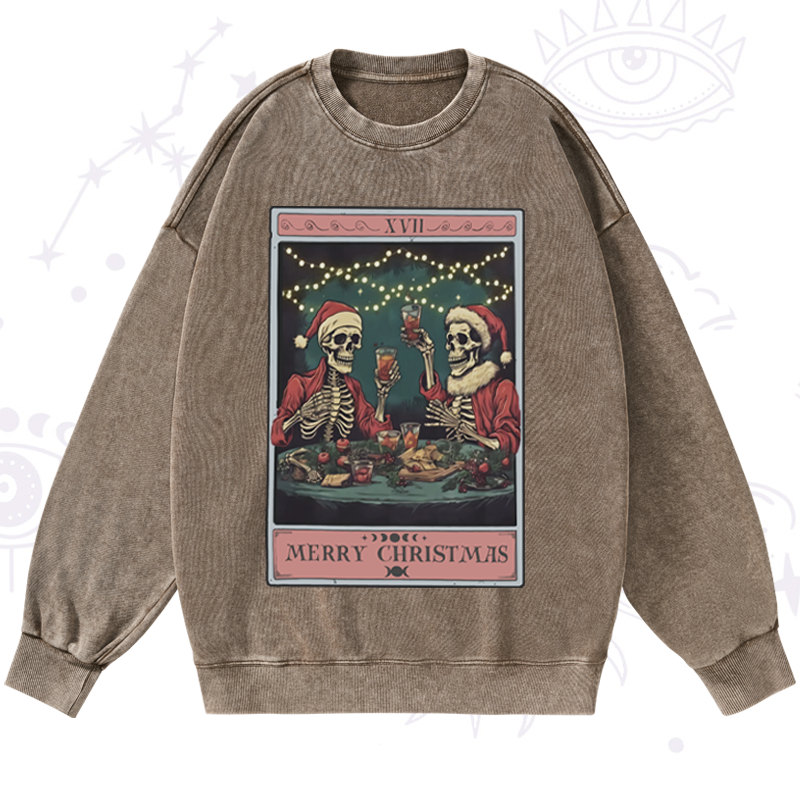 Purplehecate Christmas Dinner Tarot Washed Sweatshirt