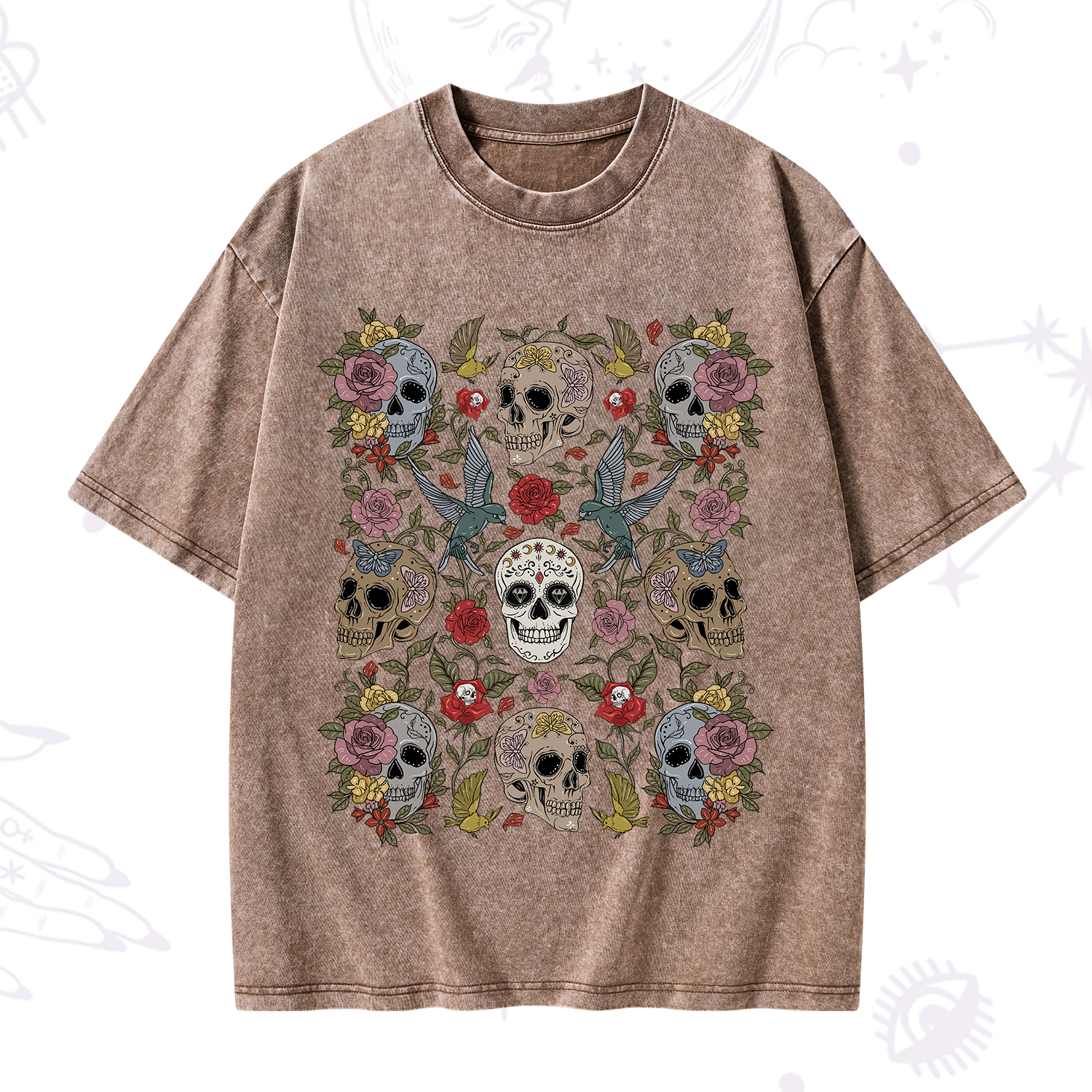 Purplehecate Skull Garden Washed T-Shirt