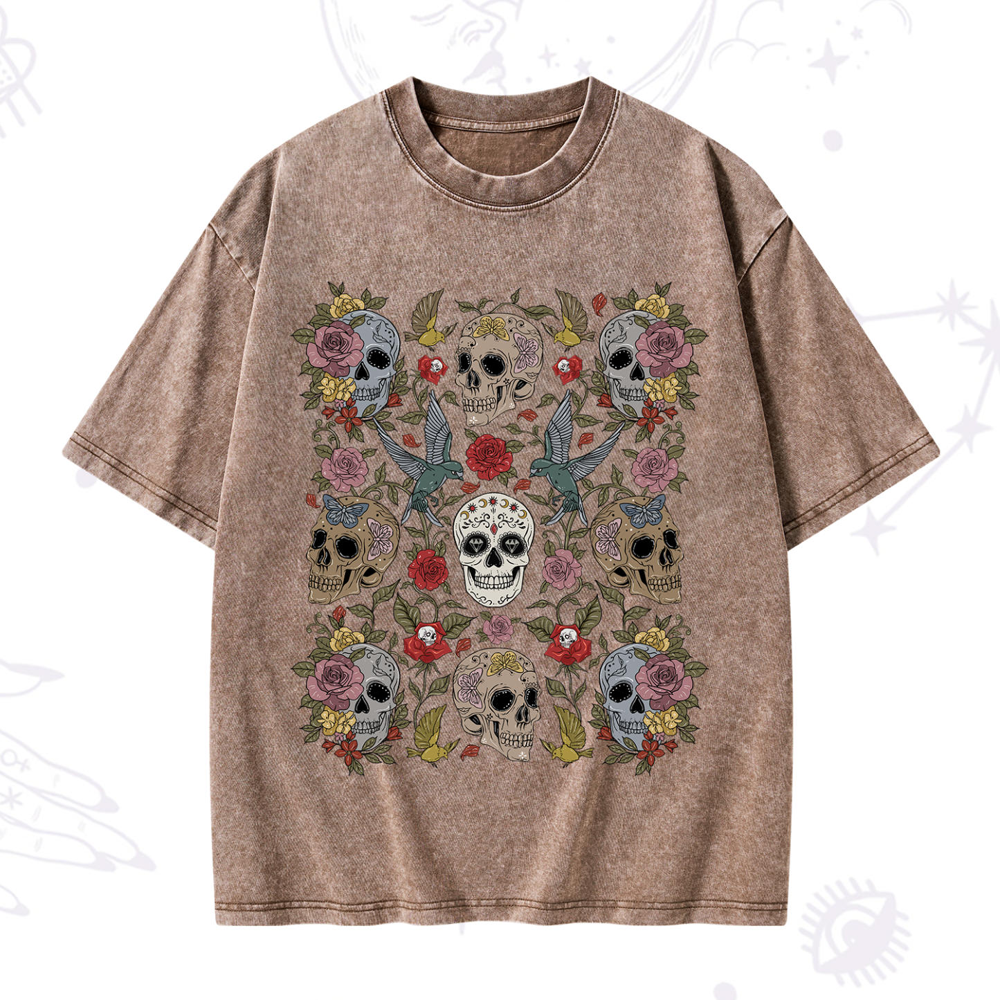 Purplehecate Skull Garden Washed T-Shirt
