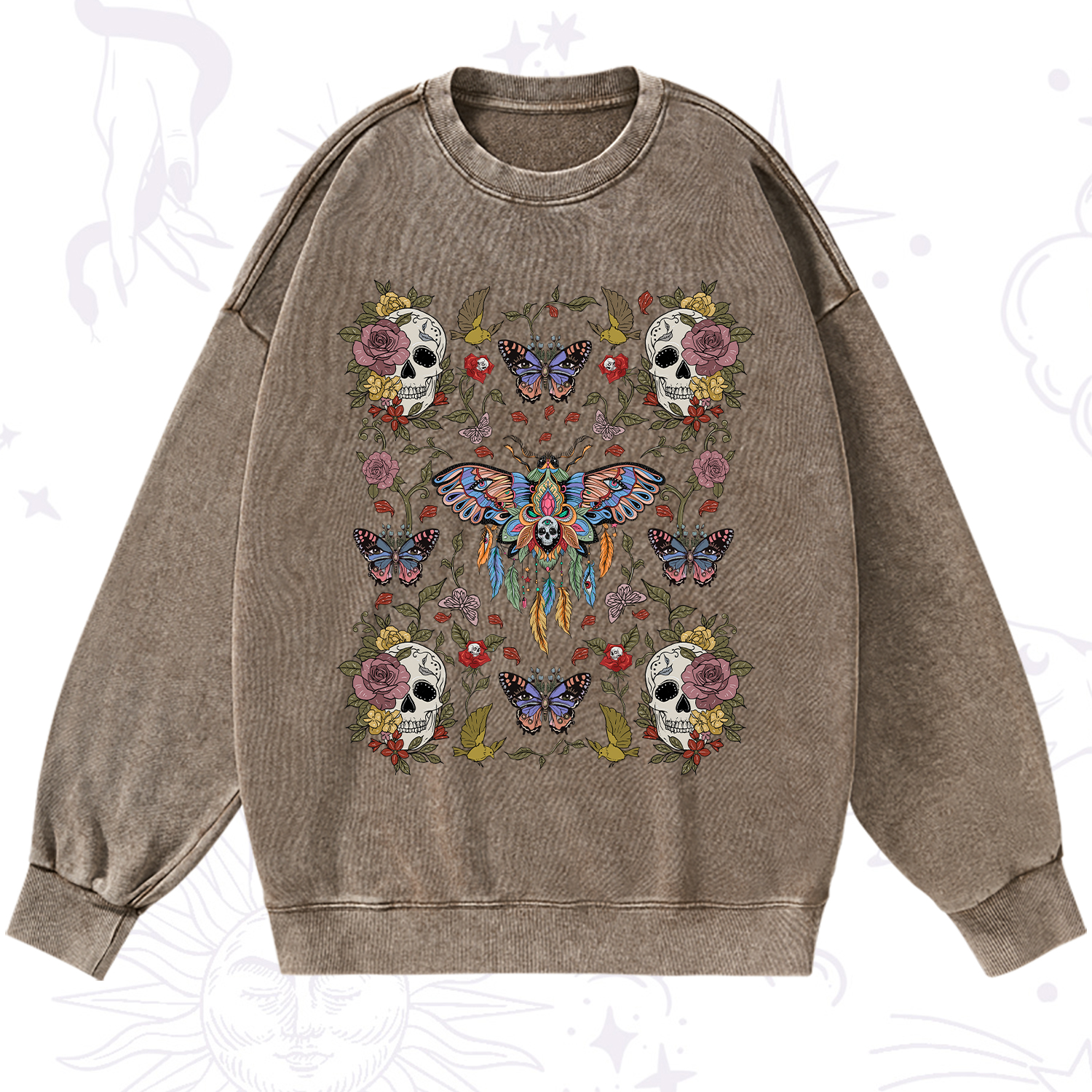 Purplehecate Moths Dancing Washed Sweatshirt
