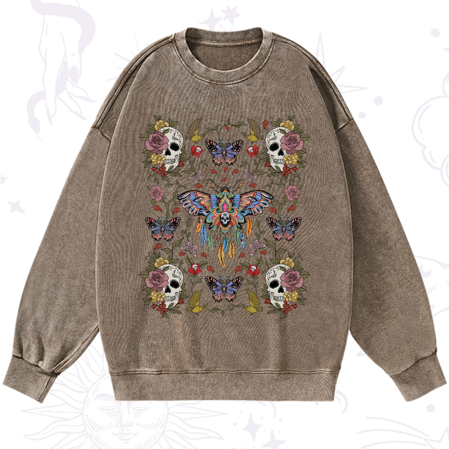 Purplehecate Moths Dancing Washed Sweatshirt