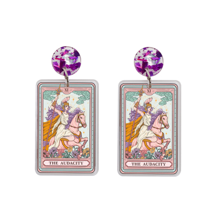 Purplehecate The Audacity Tarot Card Acrylic Earrings