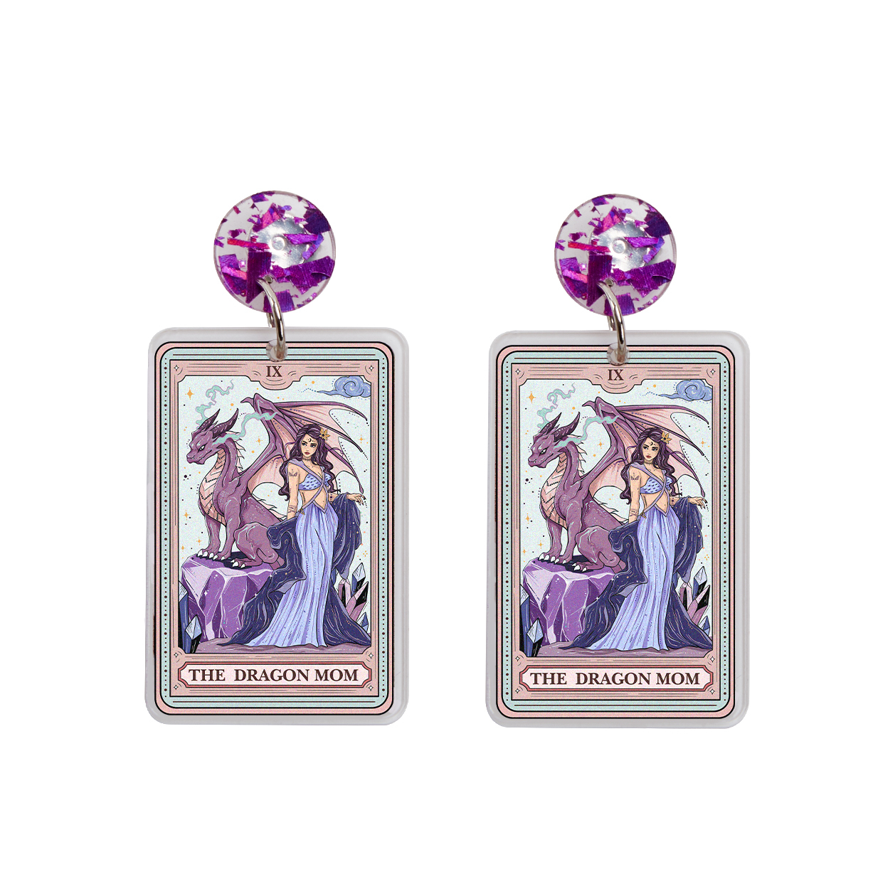 Purplehecate The Dragon Tarot Acrylic Earrings