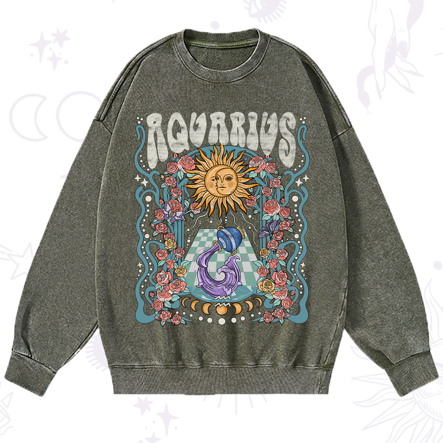 Purplehecate Aquarius Spirit Zodiac Washed Sweatshirt