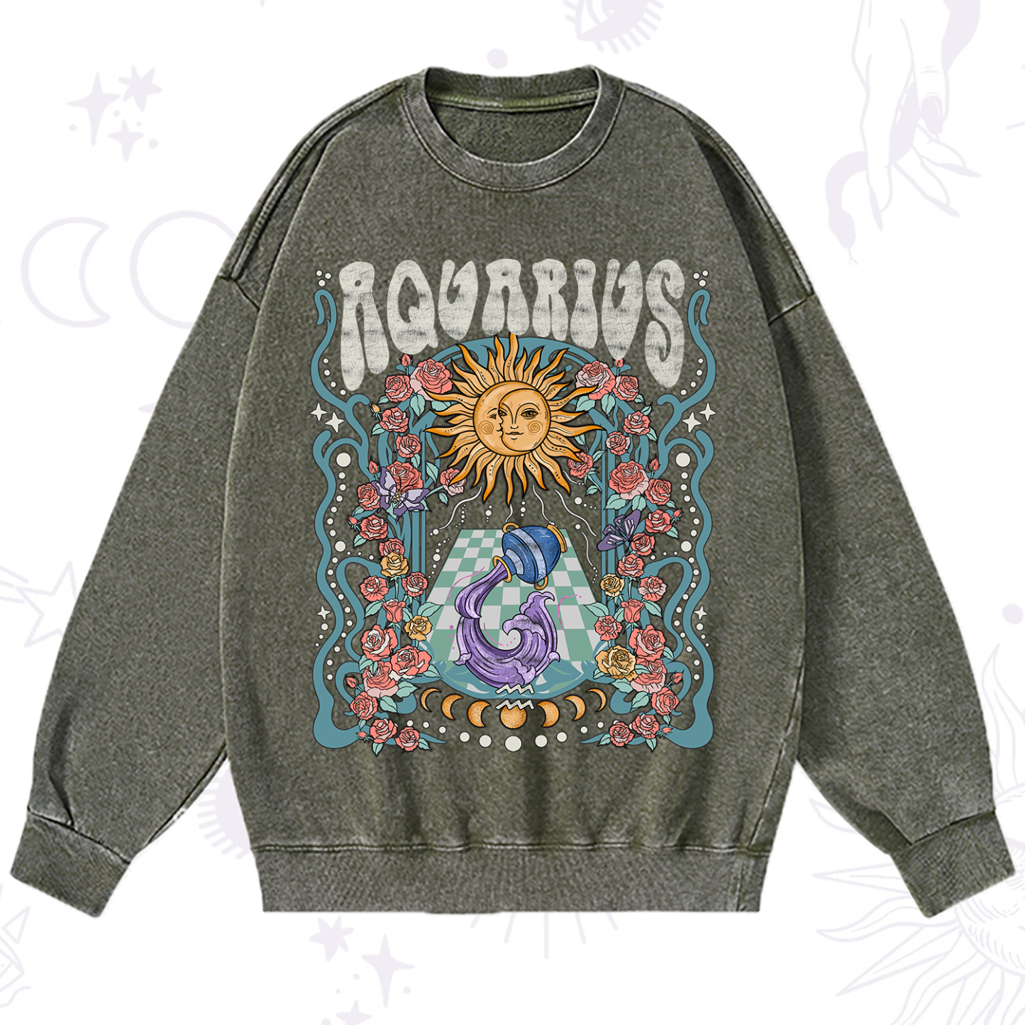 Purplehecate Aquarius Spirit Zodiac Washed Sweatshirt