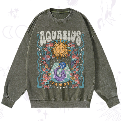 Purplehecate Aquarius Spirit Zodiac Washed Sweatshirt