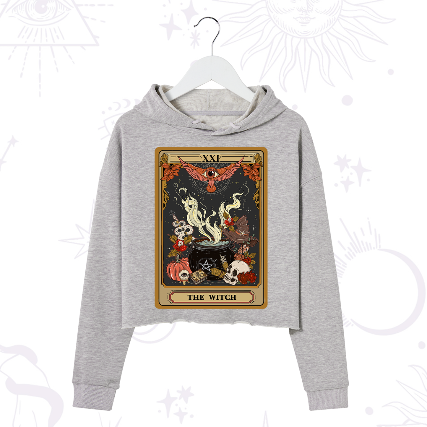 Purplehecate The Witch Magical Tarot Crop Hoodie