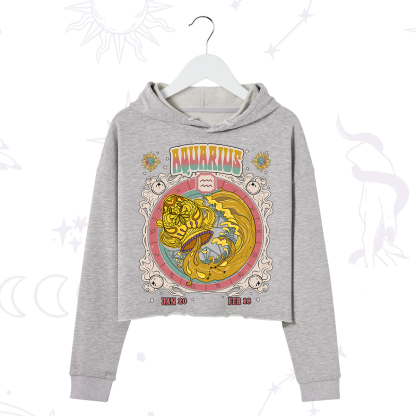 Purplehecate Aquarius Cosmic Zodiac Crop Hoodie