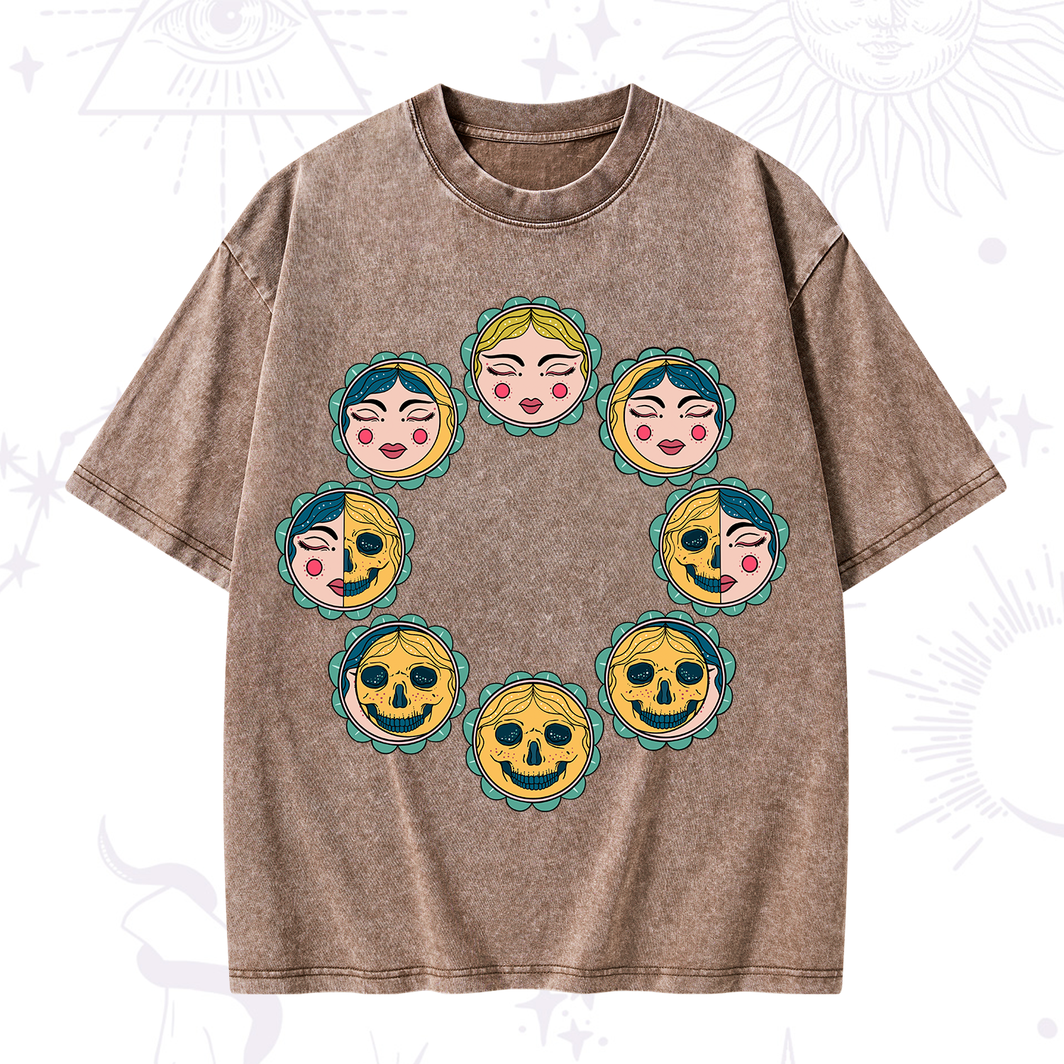 Purplehecate Lunar Skull Cycle Washed T-Shirt