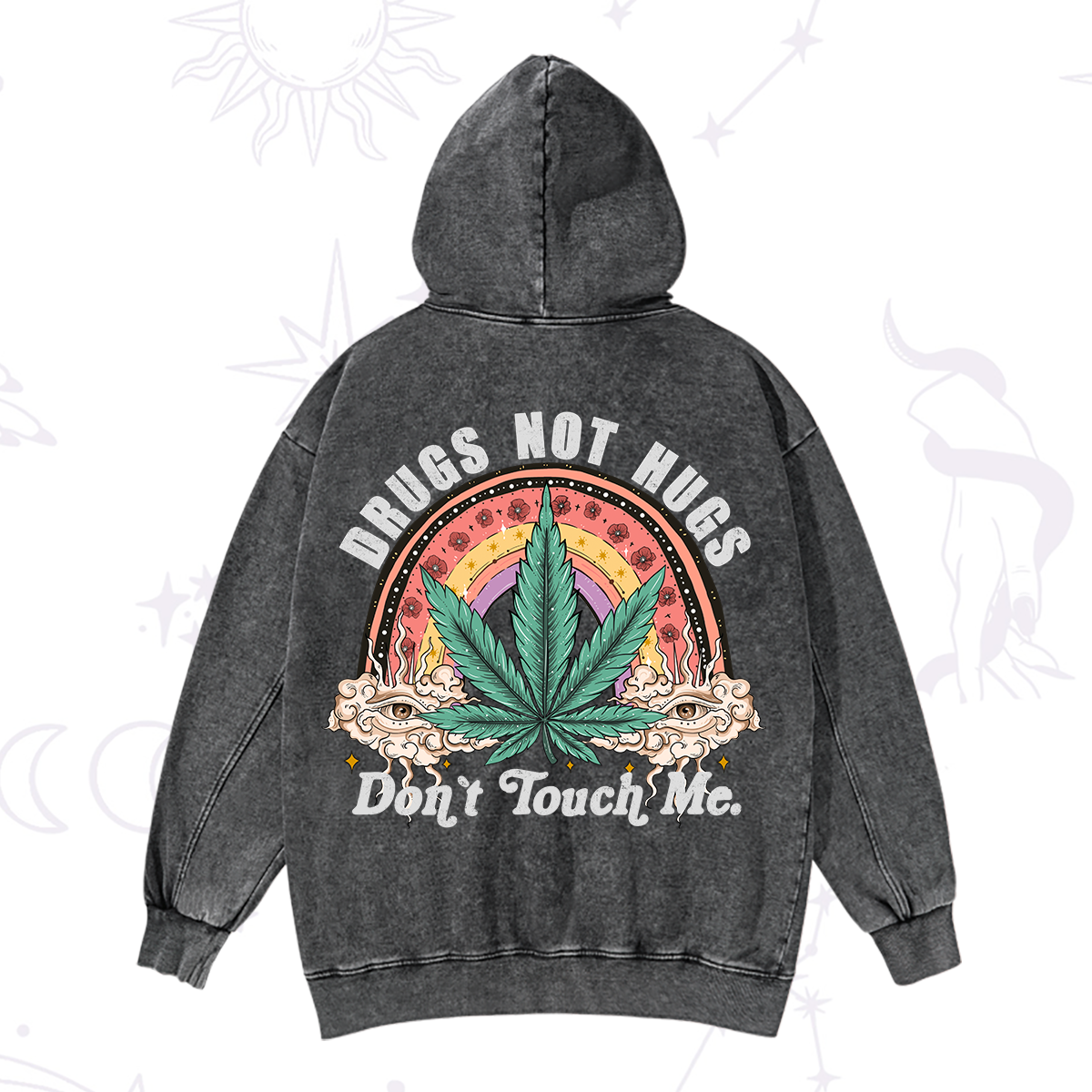 Purplehecate Drugs Not Hugs Washed Hoodie
