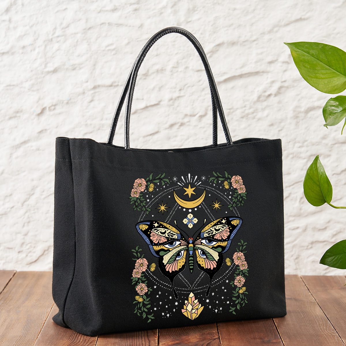 Purplehecate I Am Opening Leather Canvas Tote Bag