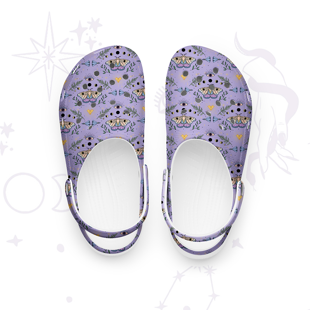 Purplehecate Luna Moth Witch Rubber Clogs