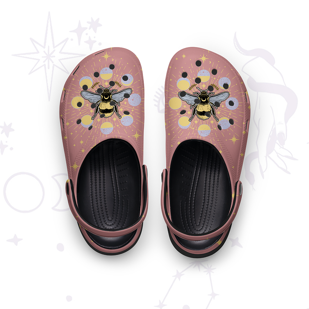 Purplehecate Phases of the Moon Bee Rubber Clogs