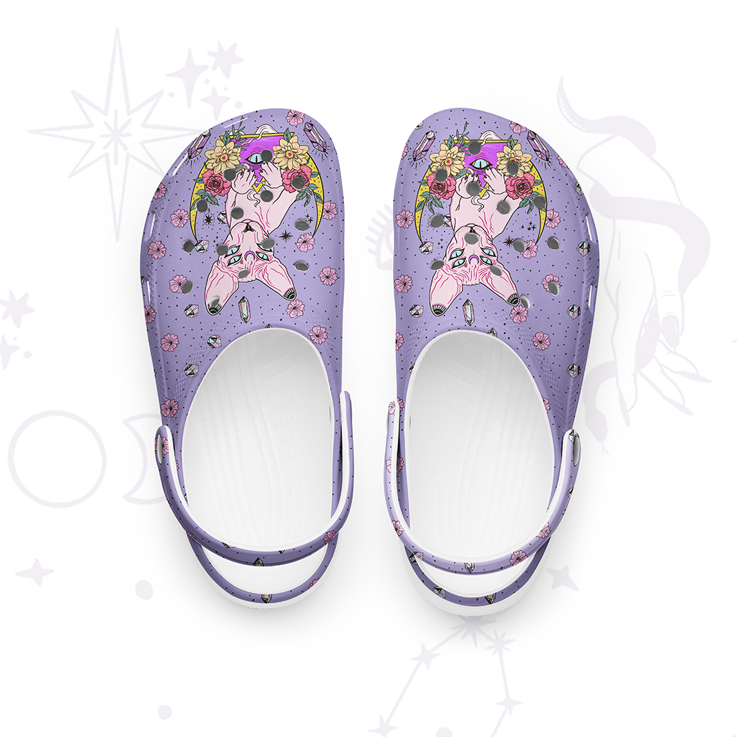 Purplehecate Moon Phase Cat Rubber Clogs