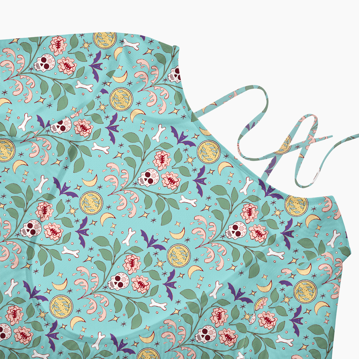 Purplehecate Gothic Floral Skeleton Beachwear Cover-Up Dress