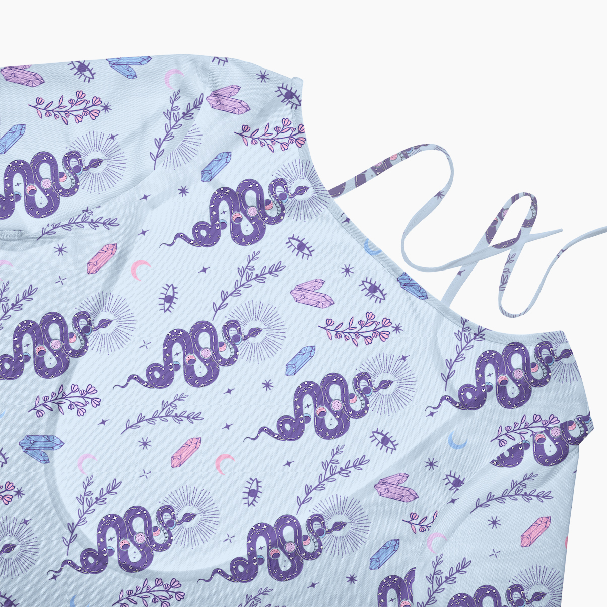 Purplehecate Snake And Moon Phase Comfort Beachwear Cover-Up Dress