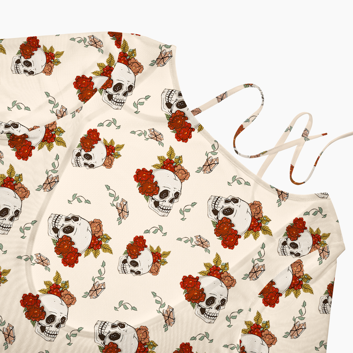 Purplehecate Flowers and Bones Beachwear Cover-Up Dress