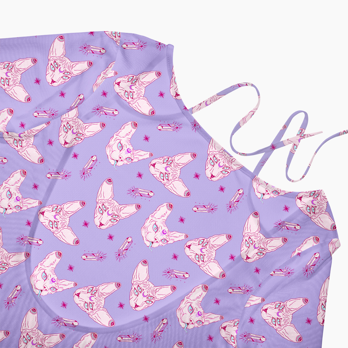 Purplehecate Mystical Sphynx Cat Beachwear Cover-Up Dress