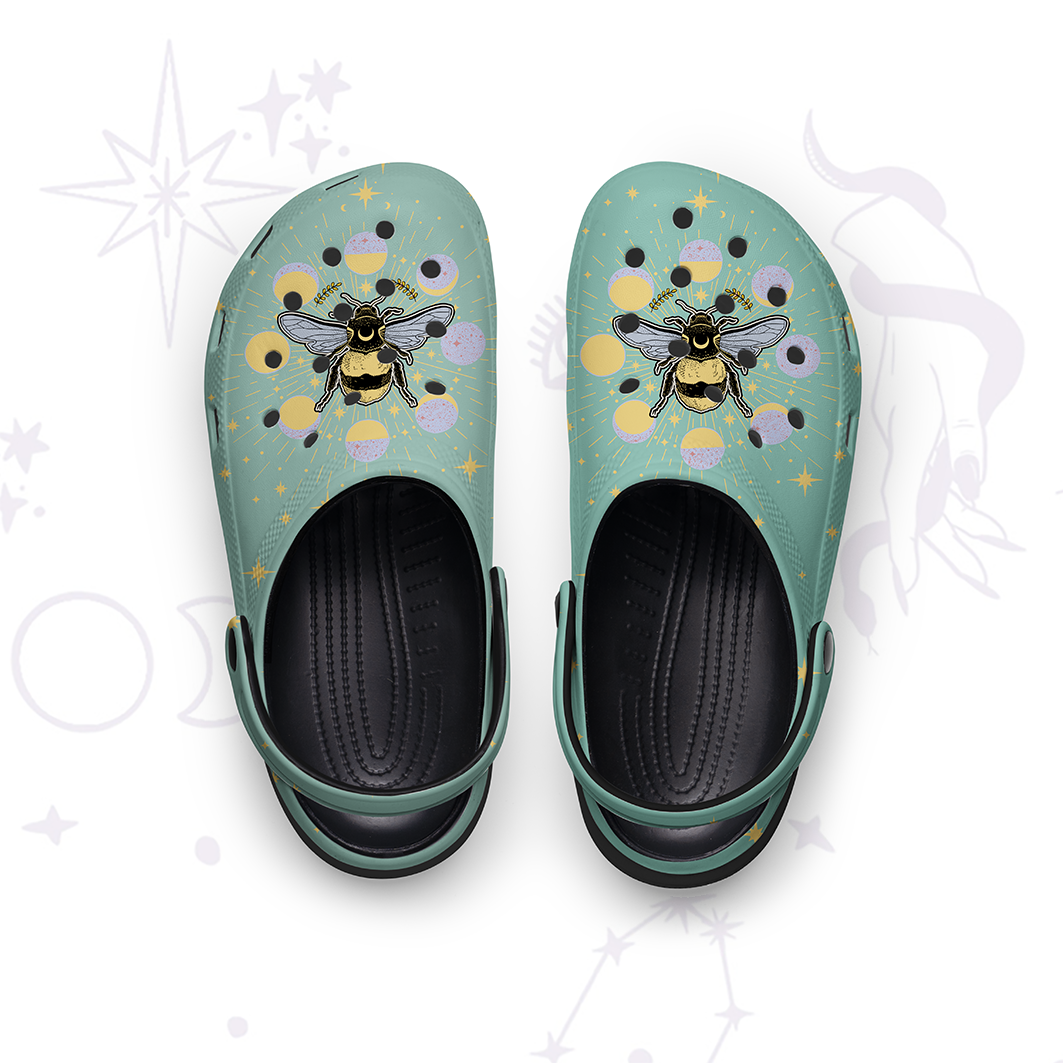 Purplehecate Phases of the Moon Bee Rubber Clogs