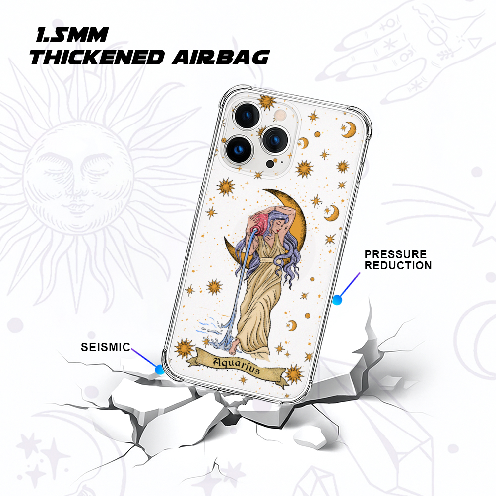 Purplehecate Aquarius Zodiac Clear Phone Case