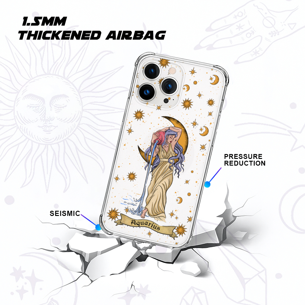 Purplehecate Aquarius Zodiac Clear Phone Case