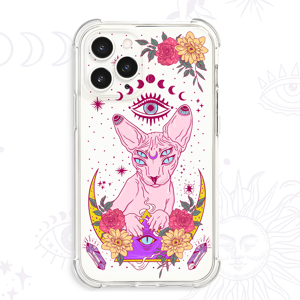 Purplehecate Moon Phase Cat Clear Phone Case