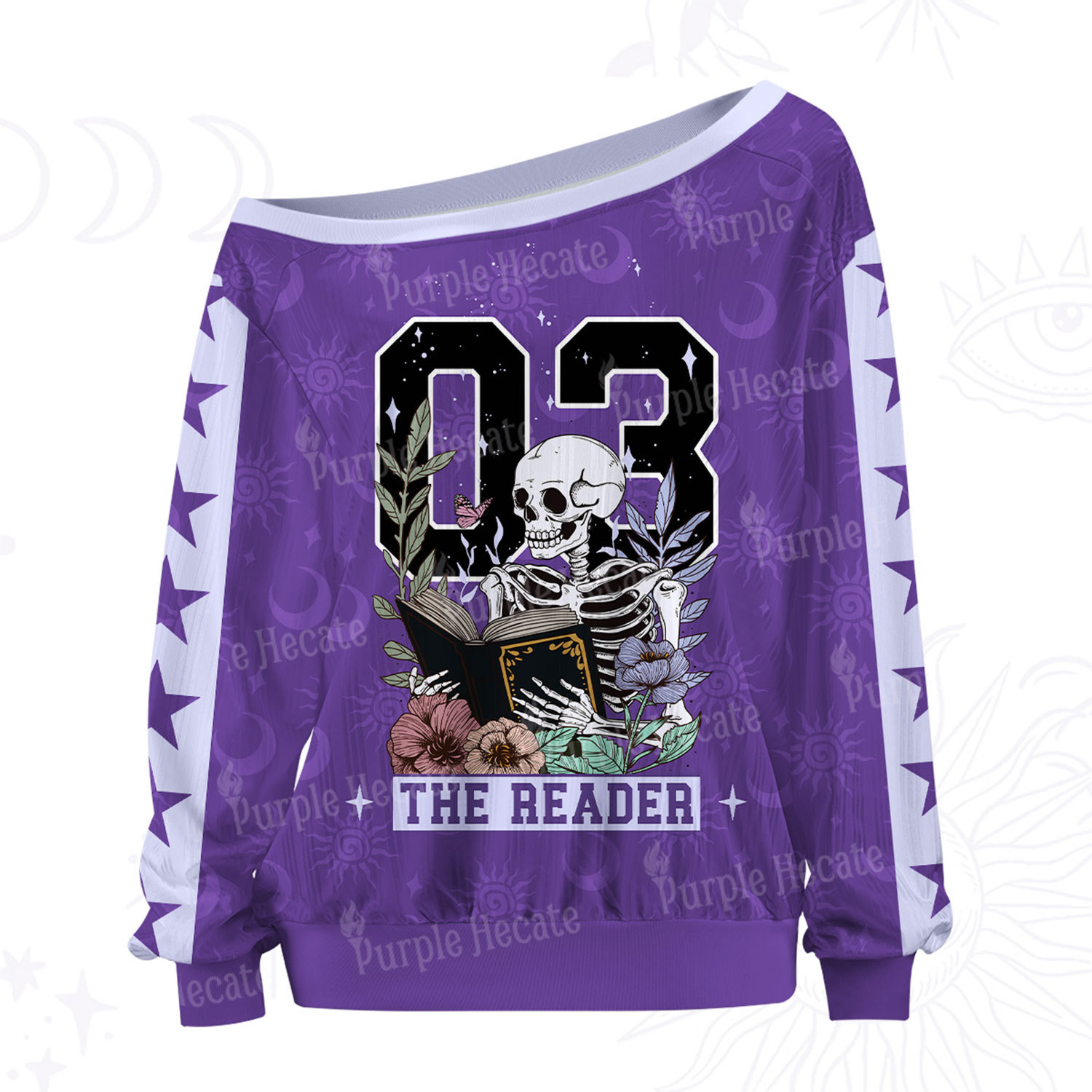 Purplehecate The Reader Skeleton Off The Shoulder Graphic Jersey