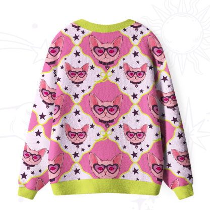 Purplehecate Slightly Wicked Cat Ugly Cardigan Sweaters