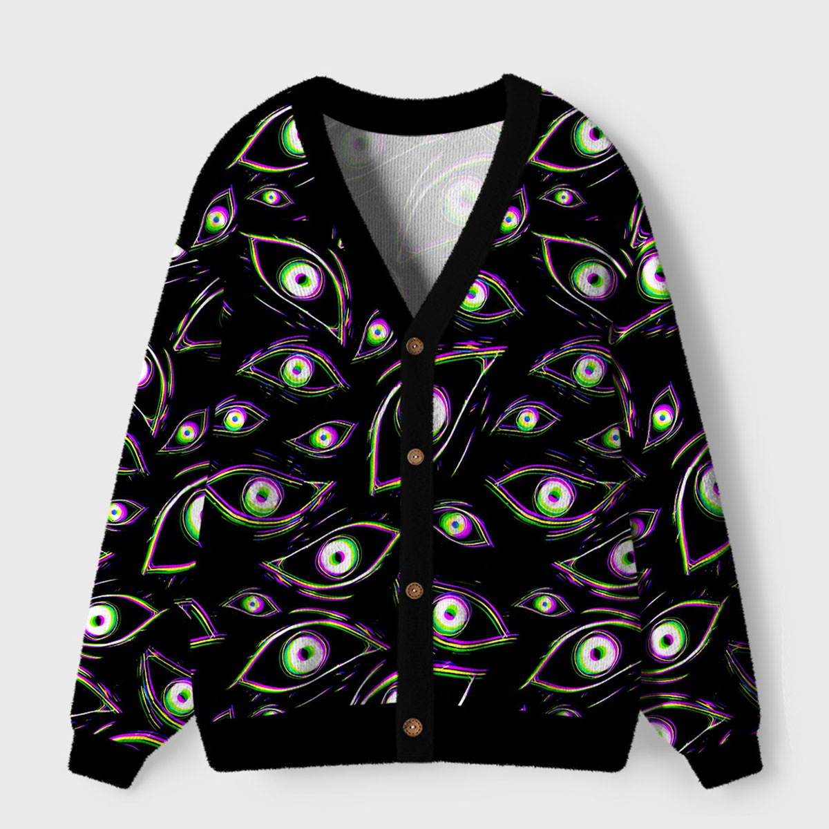 Purplehecate Glitch Vision Ugly Cardigan Sweaters