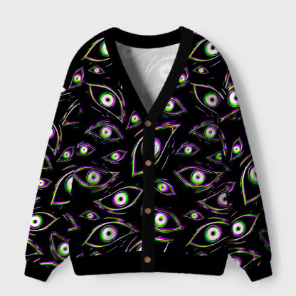 Purplehecate Glitch Vision Ugly Cardigan Sweaters