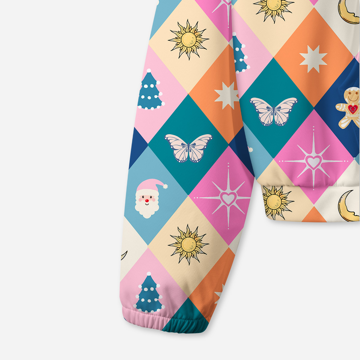 Purplehecate Whimsical Holiday Patchwork All-Over Print Hoodie