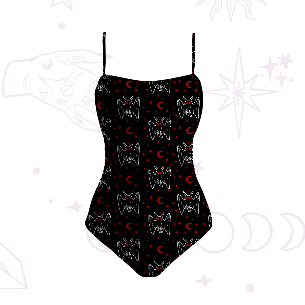 Purplehecate Witchy Mothman Night Slim-Strap Swimsuit