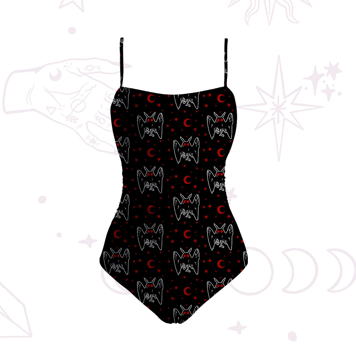 Purplehecate Witchy Mothman Night Slim-Strap Swimsuit