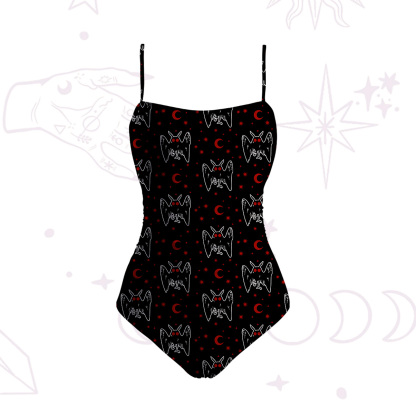 Purplehecate Witchy Mothman Night Slim-Strap Swimsuit