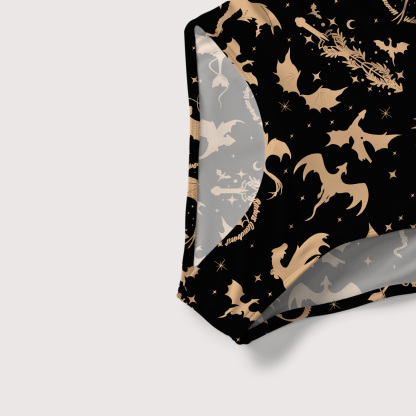 Purplehecate Fantasy Dragon Allover Slim-Strap Swimsuit