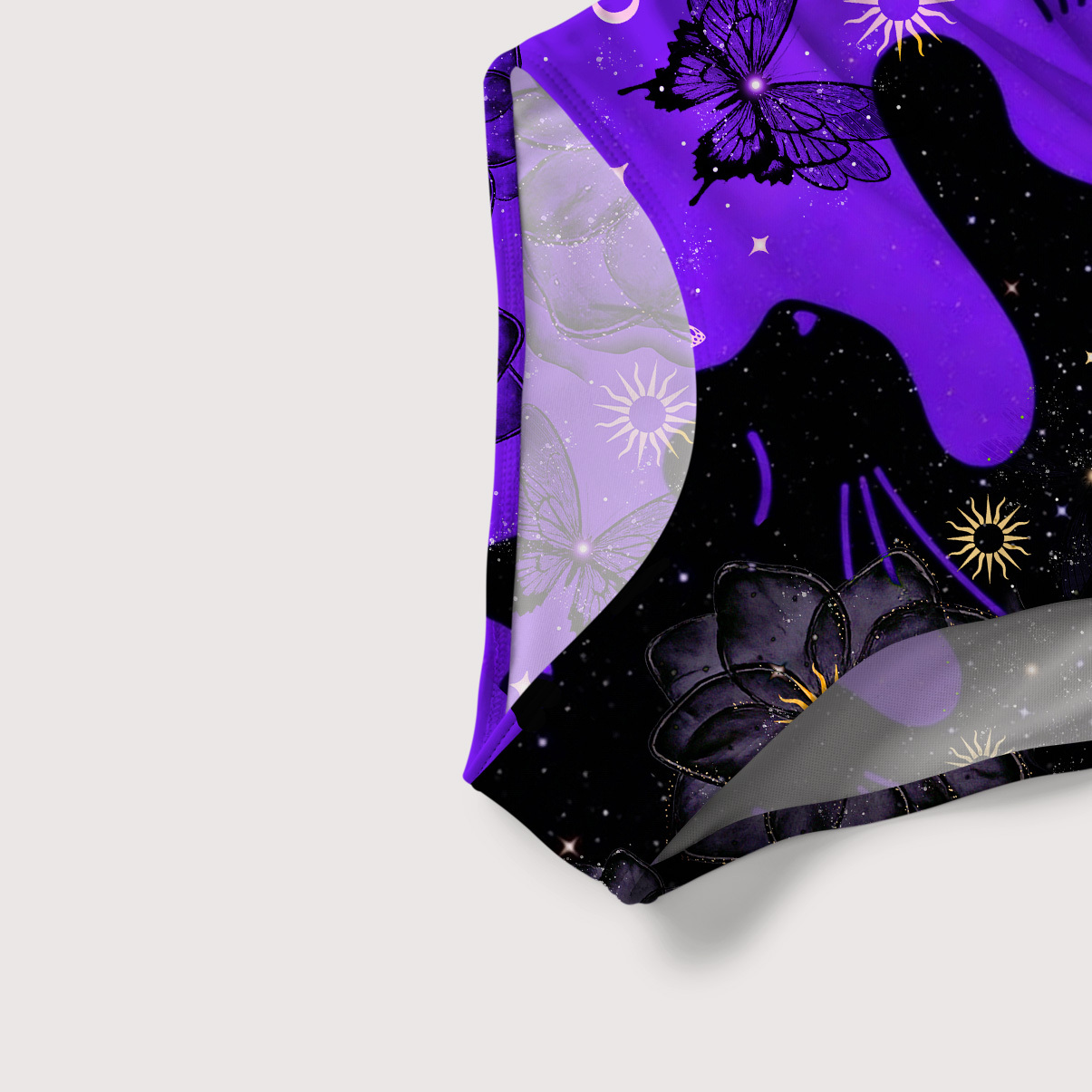 Purplehecate Starlit Cats & Butterflies Slim-Strap Swimsuit