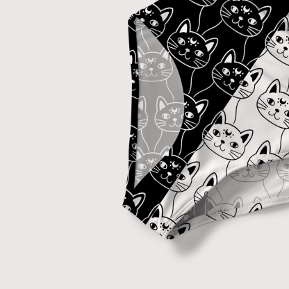 Purplehecate Sketchy Cat Slim-Strap Swimsuit