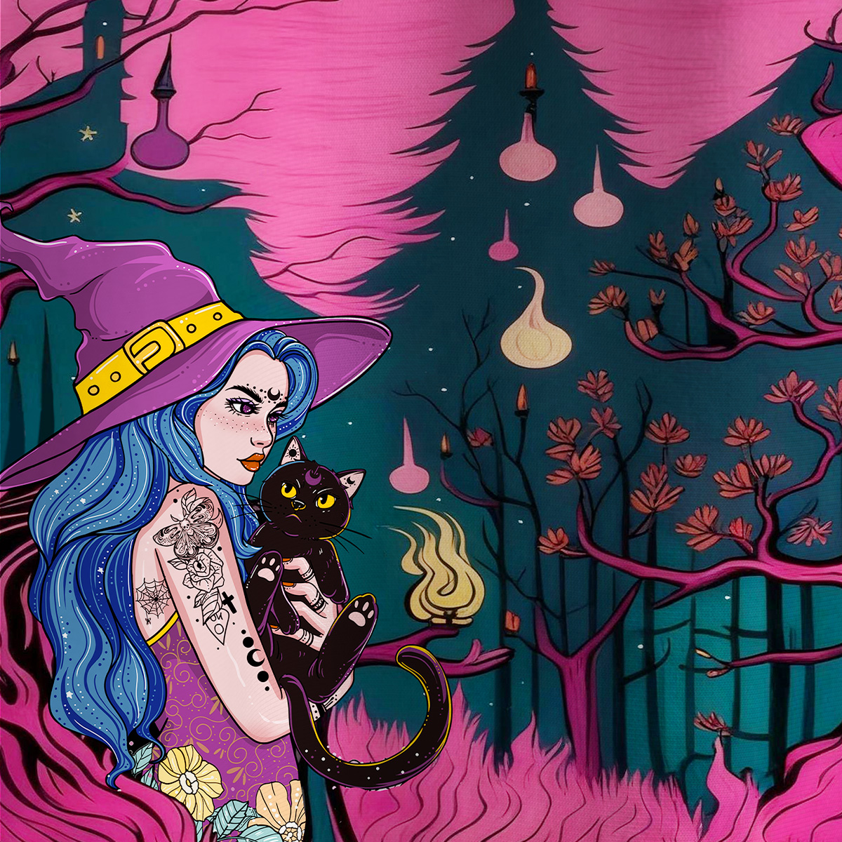 Purplehecate The Witch and Her Familia All Over Print T-Shirt