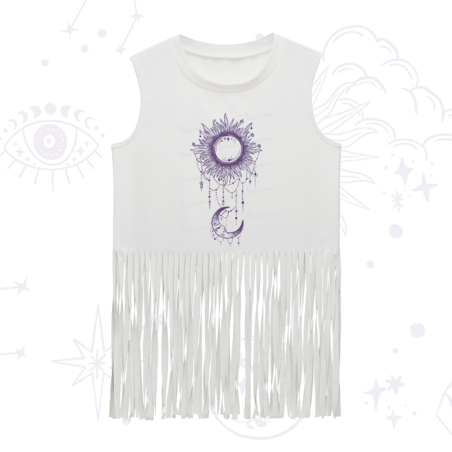 Purplehecate Radiance Of Sun And Moon Fringe Tank Top