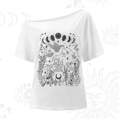Purplehecate Celestial Pegasus One Shoulder T-Shirt
